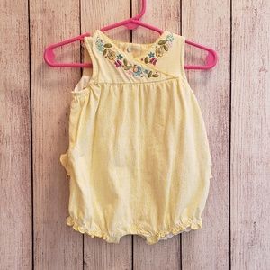 Yellow floral bodysuit Sz 3/6m